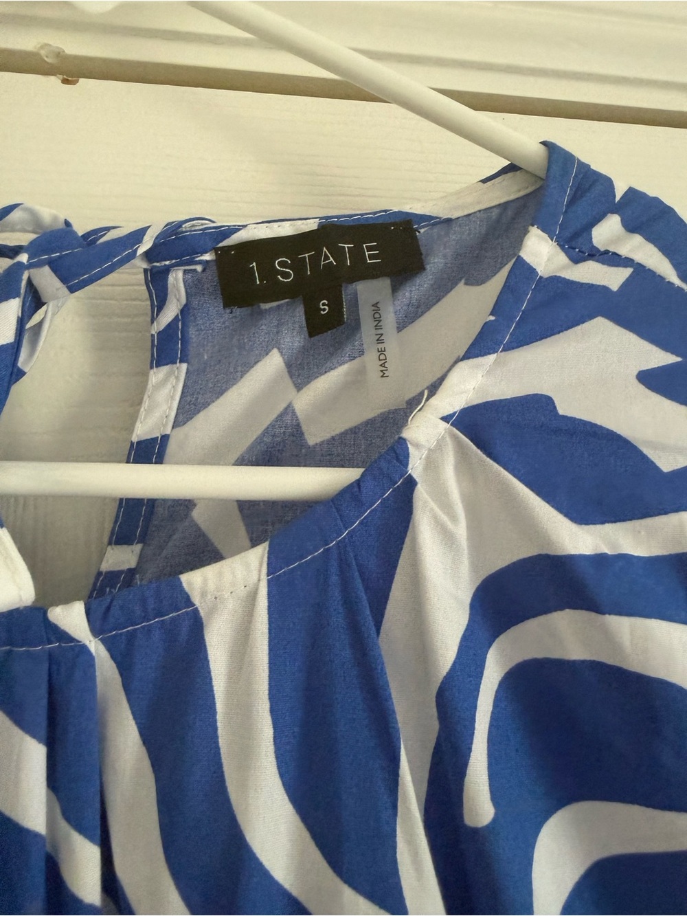1. State Blue & White Abstract Print Maxi Dress - Picture 5 of 6